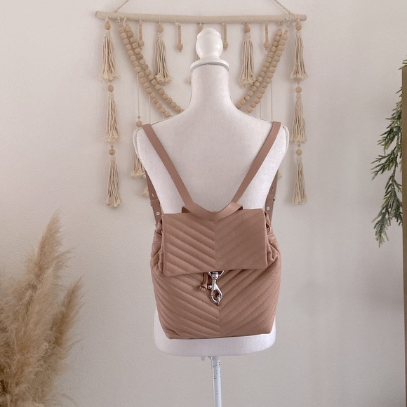 Rebecca Minkoff leather quilted backpack Edie Flap bag neutral minimalist gift main image 4